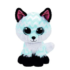 claires Official Ty Beanie Boo Piper the chevron Fox Soft Plush Toy for girls, Turquoise and White, Small, 6 Inch