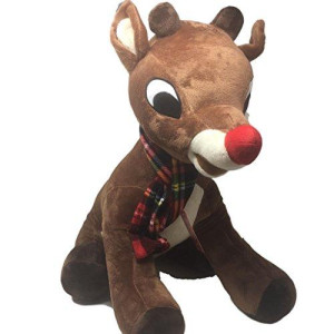 Large Rudolph The Red Nose Reindeer in Scarf - 24 in tall
