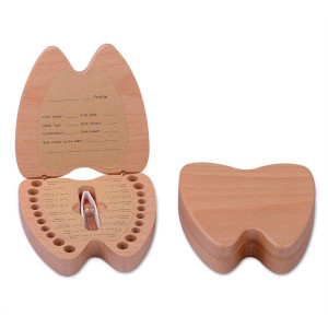 Baby Teeth Keepsake Box Artinova Wooden Box Tooth Shaped Box for Boys girls, ARTA-0060