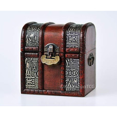 KakapopoTcg Elven chest (Ancient Egypt) Lockable Wood Deck and counter Box Trading cards MTg Magic FaB Tcg YgO PTcg EDH commander Box Dice Box DnD Spell card Box