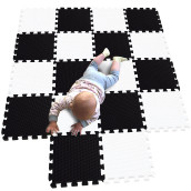 MQIAOHAM Play Area for Kids Foam Play mat Tiles Puzzle Floor mat playmat Baby Soft Foam Play mats for children crawling mat Kids Rugs carpet Baby Activity mat Foam Jigsaw 18 Pieces White Black 101104