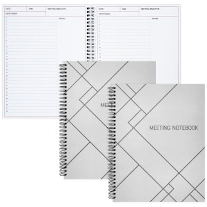 Juvale 2 Pack Meeting Notebooks for Work Organization, Office and Daily Notes, 80 Sheets, Spiral Bound Planner (85 x 11 In)