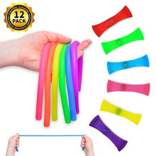 Sensory Fidget Toy Bundle - Set of 12 colorful Stretchy Toys for Adults, Teens, & Kids Tools for Stress Relief, Anxiety, Focus Work, School, Office Accessories ADHD, ADD, OcD, Autism