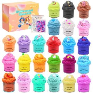 Sunool 24 Packs Mini Butter Slime, with Various UniMermaid Ocean Theme Trinkets, Stress Relief Toys for Boys and girls, 40OZ in Total