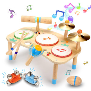 OATHX Kids Drum Set - 11 in 1 Musical Instruments for Toddlers Baby Preschool Educational Musical Toys, Montessori Toys for Kids Ages 1-6