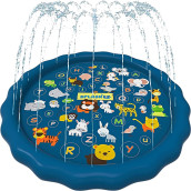 Splashez 3-In-1 Splash Pad, Sprinkler For Kids And Baby Pool For Learning - Toddler Sprinkler Pool, 60 Outside Water Toys - From A To Z Outdoor Play Mat For Babies & Toddlers
