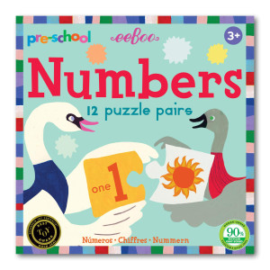 Eeboo: Preschool Numbers Puzzle Pairs, Easy And Fun Way For Children To Learn Numbers, Educational Tool, Develops Number Recognition, Counting, And Reading Skill, For Ages 3 And Up