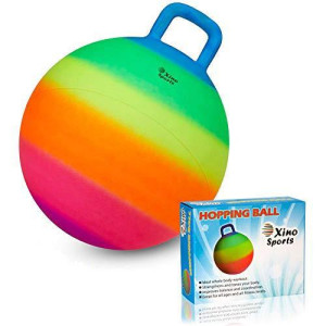 Xino Sports Hopping Ball For Kids, Offers Hours Of Incredible Fun For The Whole Family, Amazing Space Hopper Ball, Safe And Durable Jumping Ball With Handle, 18 Inch Diameter