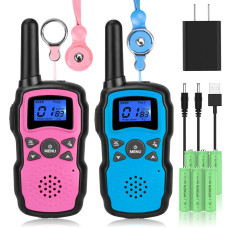 Wishouse Rechargeable Walkie Talkies for Kids with charger Battery,Family Radio Long Range,Outdoor game camping Spy Amy Police Toy,Birthday Party gift for 4 5 6 7 8 9 10 Year Old girls Boys