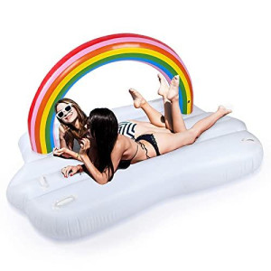 Fall Sales End Soon Float Joy Rainbow Floaties for Adults, Rainbow Pool Inflatables, Rainbow Island Floaty, Pool Party LgBT Pride]i