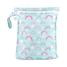 Bumkins Waterproof Wet Bag, Washable, Reusable for Travel, Beach, Pool, Stroller, Diapers, Dirty gym clothes, Wet Swimsuits, Toiletries, 12x14  Rainbows