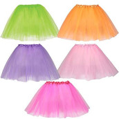 Dress-Up-America Tutu Multipack for girls - Five color Pack of Princess Tutu Skirts for Kids - Three-Layered Tulle Ballet Skirts - 15 Inch Dance Tutus