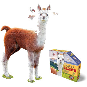 Madd capp LiL LLAMA 100 Piece Jigsaw Puzzle For Ages 5+ - 4011 - Unique Animal-Shaped Border, Poster Size when completed, Oversized Puzzle Pieces For Easy Handling, Includes Educational Fun Facts