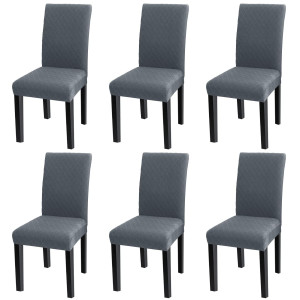 YISUN Modern Stretch Dining chair covers Removable Washable Spandex Slipcovers for High chairs 46 Pcs chair Protective covers (Dark gray, 6 PcS)