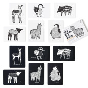 Wee gallery Black and White Art Flash cards for Babies, High contrast Educational Animal Picture cards, Baby Visual Stimulation, Brain and Memory Development in Infants and Toddlers - Baby Animals