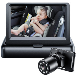 Itomoro Baby car Mirror, View Infant in Rear Facing Seat with Wide crystal clear View,360A Rotation Plug and Play Easy Install baby car monitor 1080p
