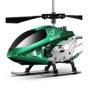 SYMA Remote control Helicopter, S107H-E Aircraft with Altitude Hold, One Key take OffLanding, 35 channel, gyro Stabilizer, High &Low Speed, LED Light Indoor to Fly for Kid Beginner(green)