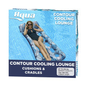 Aqua 18-Pocket Inflatable contour Lounge, Luxury Fabric, Suntanner Pool Float, Heavy Duty, Blue Ferns