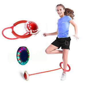 Sports Ankle Skip Ball,Light Up Skip Ball,Bop It Ankle Toy For Kids Children'S Day Christmas 5 Colors (Red)