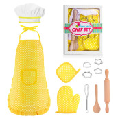 Kids Toys for 2-8 Year Old Boy girls,Kids Apron and chef Hat,Toddler Apron for girls Pretend Play Kids cooking Set chef costume for Kids Apron for girl christmas gifts Stocking Stuffer for Kids