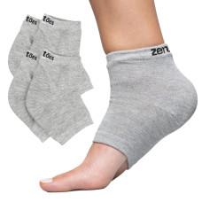 ZenToes Moisturizing Heel Socks 2 Pairs gel Lined Toeless Spa Socks to Heal and Treat Dry, cracked Heels While You Sleep (Mens Large, gray)