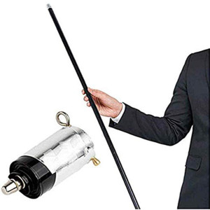 ZWIFEJIANQ Black Magic cane Metal Appearing cane with Video Tutorial, Pocket Staff Magic Tricks (110cm, Black)