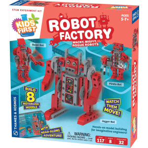 Thames & Kosmos Kids First Robot Factory: Wacky, Misfit, Rogue Robots STEM Experiment Kit Hands-on Model Building for Young Engineers Build 8 Motorized Robots Play & Learn with Storybook Manual