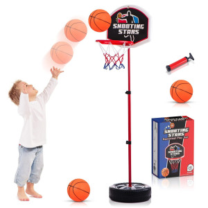 Toddler Basketball Hoop Stand Adjustable Height 2.5-4 Ft - Mini Indoor Basketball Goal Toy With Ball & Pump For Baby Kids Boys Girls Outdoor Play Sport For Age 3 To 8 Years Old, Mini Basketball Toy
