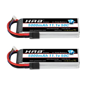 HRB 2PcS 111V 5000mAh 3S 50c-100c LiPo Battery TR compatible with Rc cars Models Helicopter Airplane Quadcopter Truck Boat