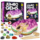 XXTOYS gemstone Dig Kit - Discover 18 Real gemstones and crystals for Kids - Science Kits Activity, STEM Toys for Age 6+, Educational geology Kit Rock collection gifts for Boys & girls