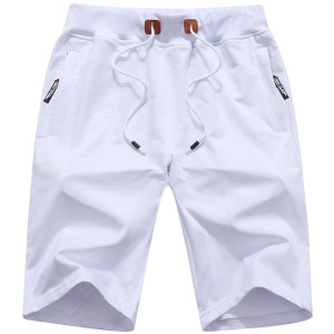 QPNgRP Mens Shorts casual Drawstring Zipper Pockets Elastic Waist White 44