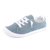 Womens Slip On canvas Sneaker Low Top casual Walking Shoes classic comfort Flat Fashion Sneakers (Blue Jean 07)