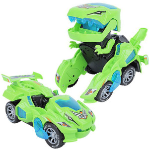 xiletao Deform Dinosaur Toys for Boys girls, 2 in 1 Dinosaur Toy cars for Kids, Transforming Dinosaur LED car with Music, Automatic Dino Transformers Toys, Boy Toys Dinosaurs Toy car
