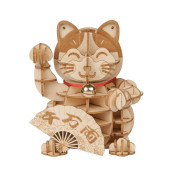 Rolife 3D Wooden Puzzle Lucky cat -72pcs Japanese Maneki Neko Welcome Display greeting for Blessing good Fortune - Building Toys gift for Kidsgrown-ups(Plutus cat)
