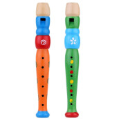 Tovip 2Pcs Wooden Kid Flute Musical Instrument Early Education Develop Recorder Woodwind Musical Educational Toy For Children (Random Color)