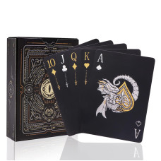 WJPc Easy Shuffling Plastic Waterproof Playing cards,cool Black Dragon Poker cards for game and Party, Deck of cardsragon