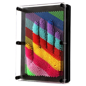 3D Pin Art Sensory Toy Rainbow Needles Fidget Palm Board Extra Large(6 x 8 Inches) Arouse Sense of Imagination Innovative Boundless creativity