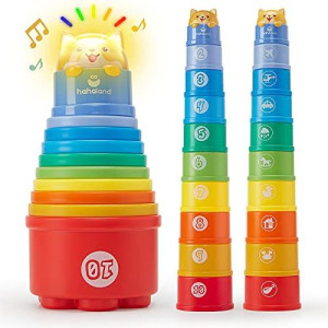 hahaland Baby Stacking cups Baby Toys 12-18 Months Stacking Learning Toys for Toddlers 1-3 Baby girl Boy Toys 6 to 12 Months Sounds Toddler Toys Age 1-2 Number Light up Educational Toys for 1 Year Old