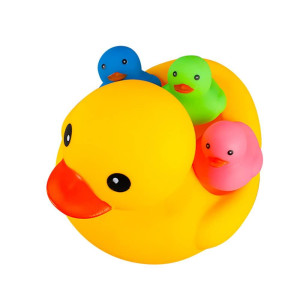 Ahua Bath Duck Toys 4 Pcs colorful Rubber Duck Family Squeak Ducks Baby Shower Toy for Toddlers Boys girls (colorful Duck Family)