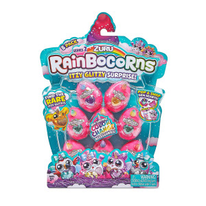 Rainbocorns Itzy glitzy Surprise Series 2 (8 Pack) Pink Eggs by ZURU, collectibles, Rings, Hair clips, Pencil Toppers, Wings for Easter Basket Stuffers, Party Favors, girls, and Kids
