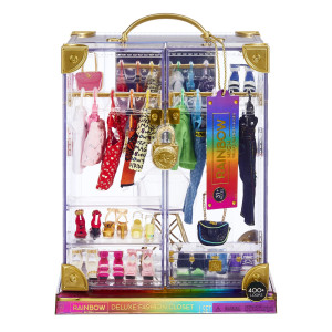 Rainbow High Deluxe Fashion closet for 400+ Looks Portable clear Acrylic Playset Features 31+ Designer Doll clothing & Accessories, gift for Kids & collectors, Toys for Kids Ages 6 7 8+ to 12 Years
