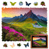 UNIDRAgON - Wooden Jigsaw Puzzles - Medium - 122 x 9 - 31 x 23 cm - 250 pcs - in a Beautiful gift Package - Unique Shape Jigsaw Pieces - Best gift for Adults and Kids - Nature Mountain
