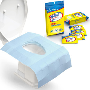 Toilet Seat covers Disposable 100% Waterproof (20 Pack) - XL Disposable Toilet Seat covers for Adults and Kids Potty Training - Travel Accessories for Public Restrooms, Airplane, camping