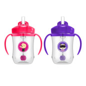 Dr BrownAs Milestones BabyAs First Straw cup, Training cup with Weighted Straw, Pink & Purple, 2 Pack, 6m+