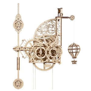 Ugears Aero Clock 3D Wooden Puzzles For Adults And Kids - Laser-Cut 3D Puzzle Clock To Build - Elegant Outlook Diy Wooden Puzzle Mechanical Clock Kit - Wall Clock With Pendulum Wood Model Kit