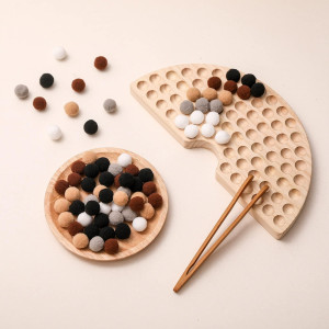 ibwaae Wooden Peg Board Beads game color Sorting Toys counting Matching game Bead counting Fine Motor Skill Montessori Toys for Toddlers (Brown Black)