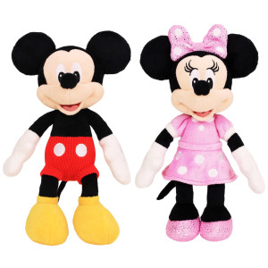 Disney Junior Mickey Mouse And Minnie Mouse Beanbag Plushie 2-Pack Stuffed Animals, Officially Licensed Kids Toys For Ages 2 Up By Just Play