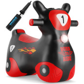 WADDLE Bouncy Hopper Inflatable Hopping Toy Scooter, Indoors and Outdoor Toy for Toddlers and Kids, Boys and girls Ages 2 Years and Up (BlackRed Zoomer)