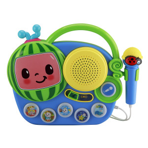 EKids cocomelon Toy Singalong Boombox with Microphone for Toddlers and Young children, Built-in Music and Flashing Lights, for Fans of cocomelon Toys and gifts