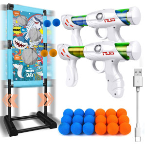 Shooting games Toys for Boys Age of 4 5 6 7 8 9 10 10+ Years Old Kids girls Birthday gift for 6-12 child Toy Foam Blaster Sets with Moving Target and 18 Foam Balls